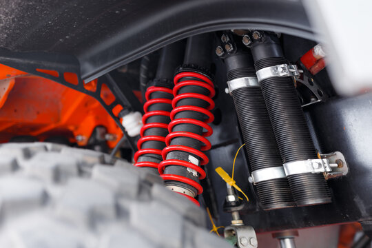 Close-up of off-road car suspension system