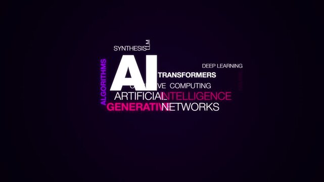 artificial intelligence deep learning neural network typography word cloud cyber display