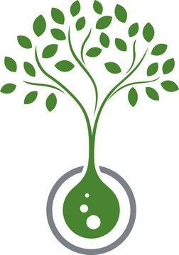 Tree Growing from Laboratory Flask.eps