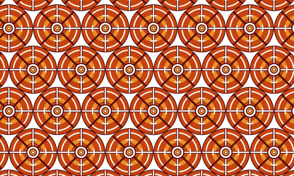 Mid Century Modern Atomic Target Seamless Pattern in Retro Orange