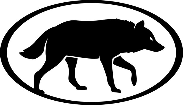 Wolf Silhouette in Oval Frame.eps