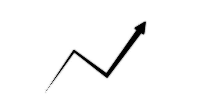 Business growth arrow and graph chart animation. Black arrow up animation, Success concept-business line arrow animation on white background, with 4k video animation.