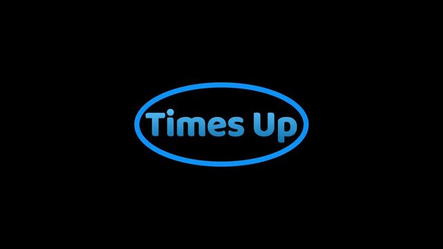 3 second circular neon countdown timer to Times Up on black background