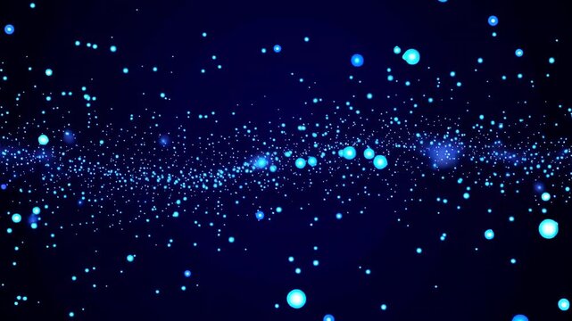 Floating glowing particles in dark cosmic space animation