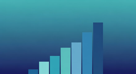 Fototapeta premium Minimal Financial Growth Bar Chart on Blue Gradient Background Vector Illustration