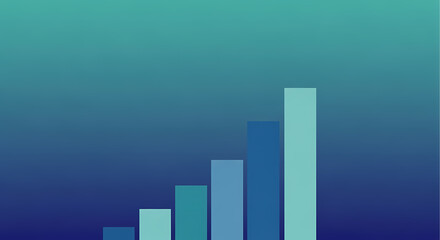 Fototapeta premium Minimal Financial Growth Bar Chart on Blue Gradient Background Vector Illustration