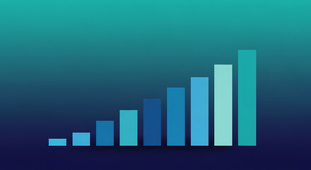 Fototapeta premium Minimal Financial Growth Bar Chart on Blue Gradient Background Vector Illustration
