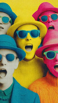 Laughter and disguise: fun corporate antics during office festivity. Drama poster. Whimsical workspaces: april fools' day brings laughter and color. Poster graphics. Fantasy poster.