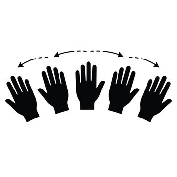 Simple minimal four black hands with arrows indicating rotation