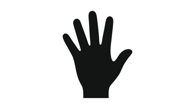 Simple minimal black hand silhouette with palm facing forward