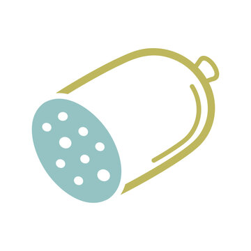 Cooked Lard Sausage Flat Vector Icon