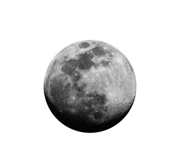 Fototapeta premium Detailed textured moon isolated PNG, realistic lunar surface for astronomy and space concepts on transparent background 