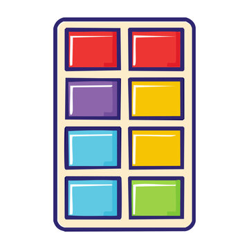 Watercolor paint palette with colorful pans