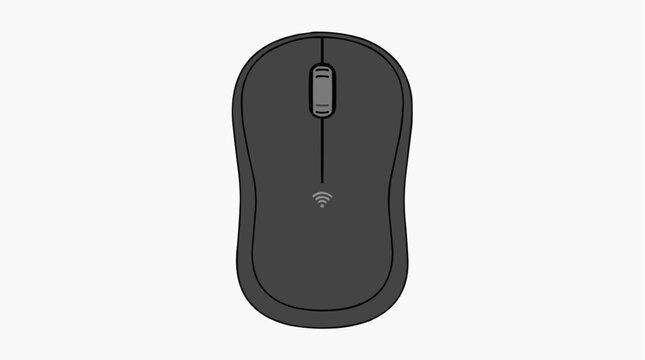 Computer Mouse: A simple, dark-colored computer mouse with a scroll wheel and a clear central button, designed for seamless navigation and interaction with digital interfaces.