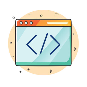 Coding brackets in a browser window illustration