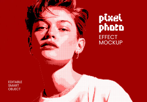 Pixel Photo Effect Mockup