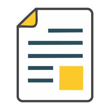 Flat design icon of a document with text