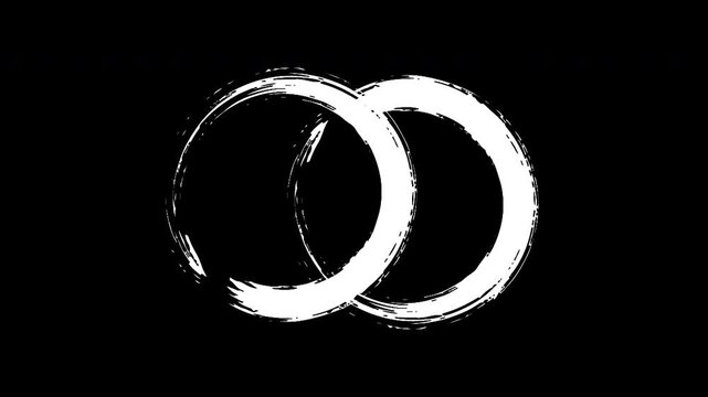 4K white brush stroke double circles animation with alpha channel 4 variations loop hand drawn grunge