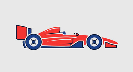 Obraz premium Red racing car illustration side view.