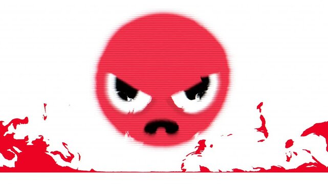Angry emoji animation with distortion effects