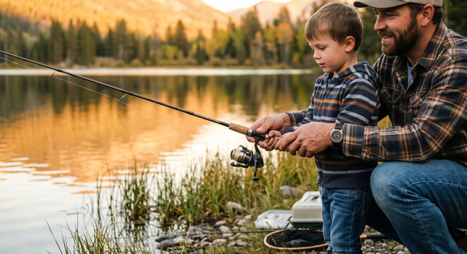 Father and son fishing