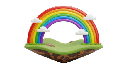 Fototapeta premium Vibrant Rainbow Over Green Hill with Clouds