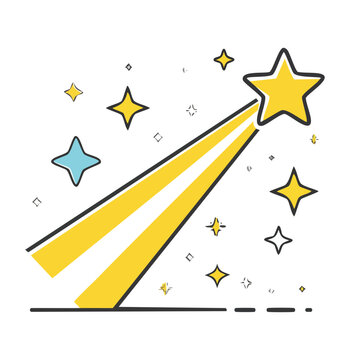Stylized shooting star with sparkles