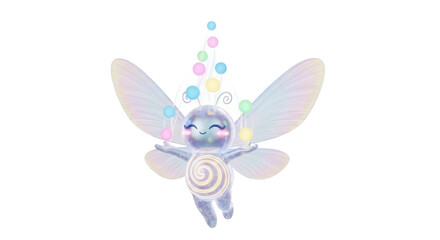 Naklejka premium Whimsical candy fairy with pastel wings