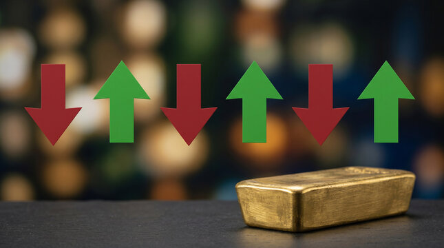 gold with increase decrease arrows