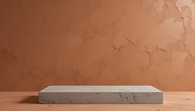 A gray stone block on a wooden table.