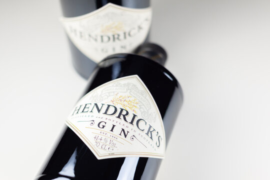LONDON, UK - 23 JANUARY 2025 The popular Hendrick's Gin is a gin brand produced at the Girvan Distillery in Scotland and introduced in 1999
