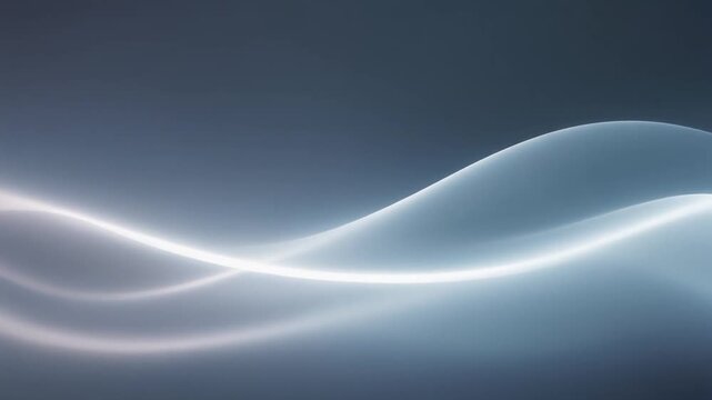 Glowing white waves undulate across a dark blue background smoothly