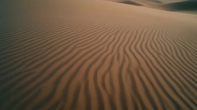 Rippled sand dune landscape with natural patterns formed by wind erosion