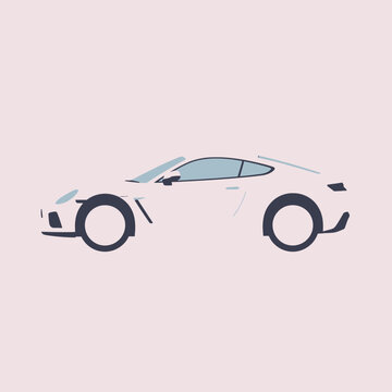 A simple illustration of a generic sports car on a solid background