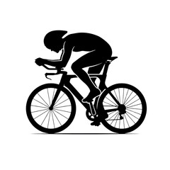 Naklejka premium Outline of Cyclist in Aerodynamic Racing Position Line Art