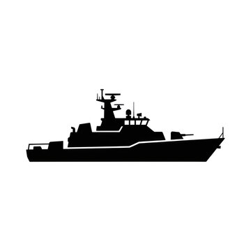 Outline Silhouette of a Modern Stealth Missile Corvette Warship