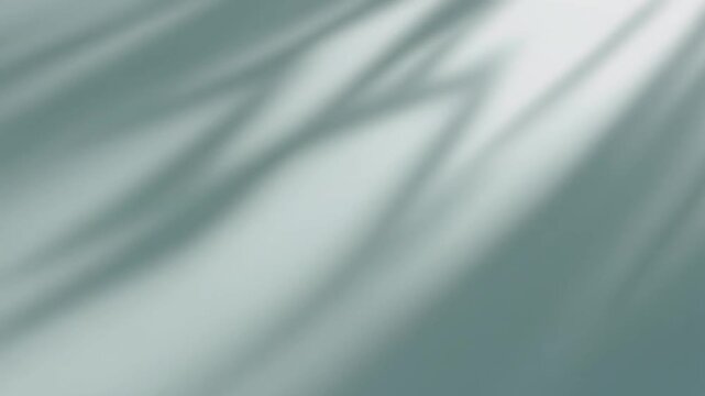 Soft plant shadow overlay on a minimalist pastel green wall background, abstract nature light effect