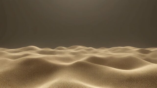 Golden wavy sand dunes desert landscape background with soft overhead lighting