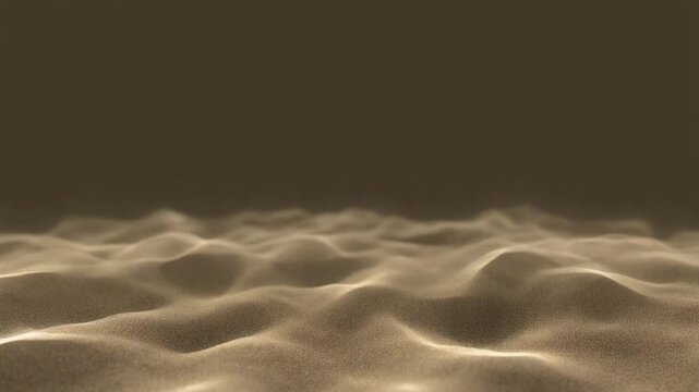 Abstract golden sand dunes landscape under hazy sky with soft wind wave textures