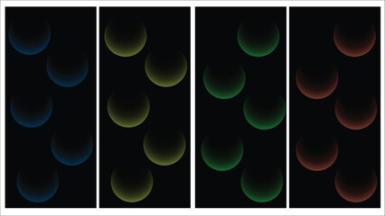 Multicolor glowing crescent shapes on black background © BACKGROUND ART