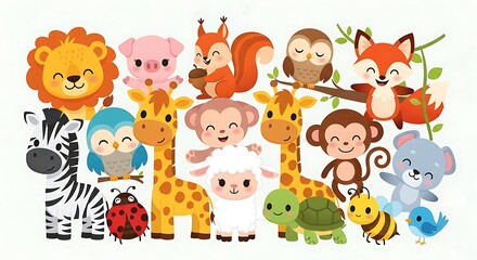 Naklejka premium Cute baby animals collection for kids design