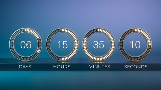 Digital Countdown Timer Displaying Days Hours Minutes Seconds for Event Deadline in Modern Tech Style. Generated AI