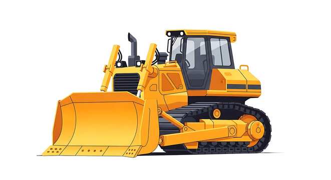 Yellow bulldozer construction equipment on display outdoors