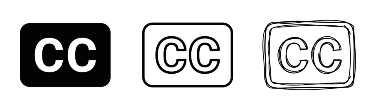 Closed Captions Icons, CC Symbols, Accessibility Graphics, Media Controls