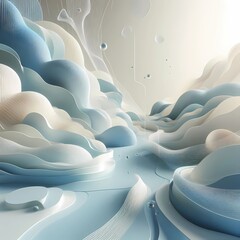 Obraz premium Abstract minimalist background with 3d clay smooth wave lines, modern cosmetic organic luxury oasis with copy space for AI.