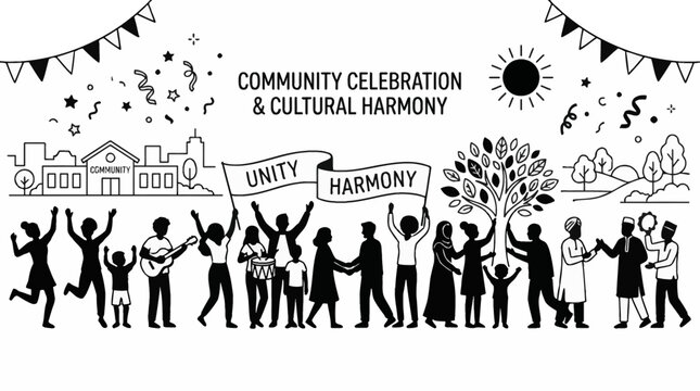 Diverse Community Celebrating Unity and Cultural Harmony Together.