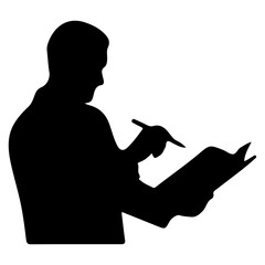 Silhouette of a man writing in a book. © Erik