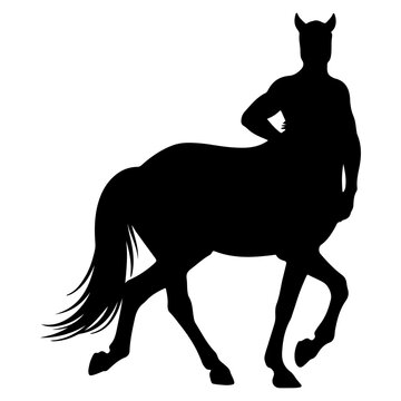 Silhouette of a Centaur Creature in Motion.
