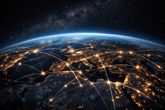 Global network connecting continents