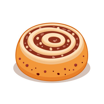Flat design illustration of a cinnamon roll
